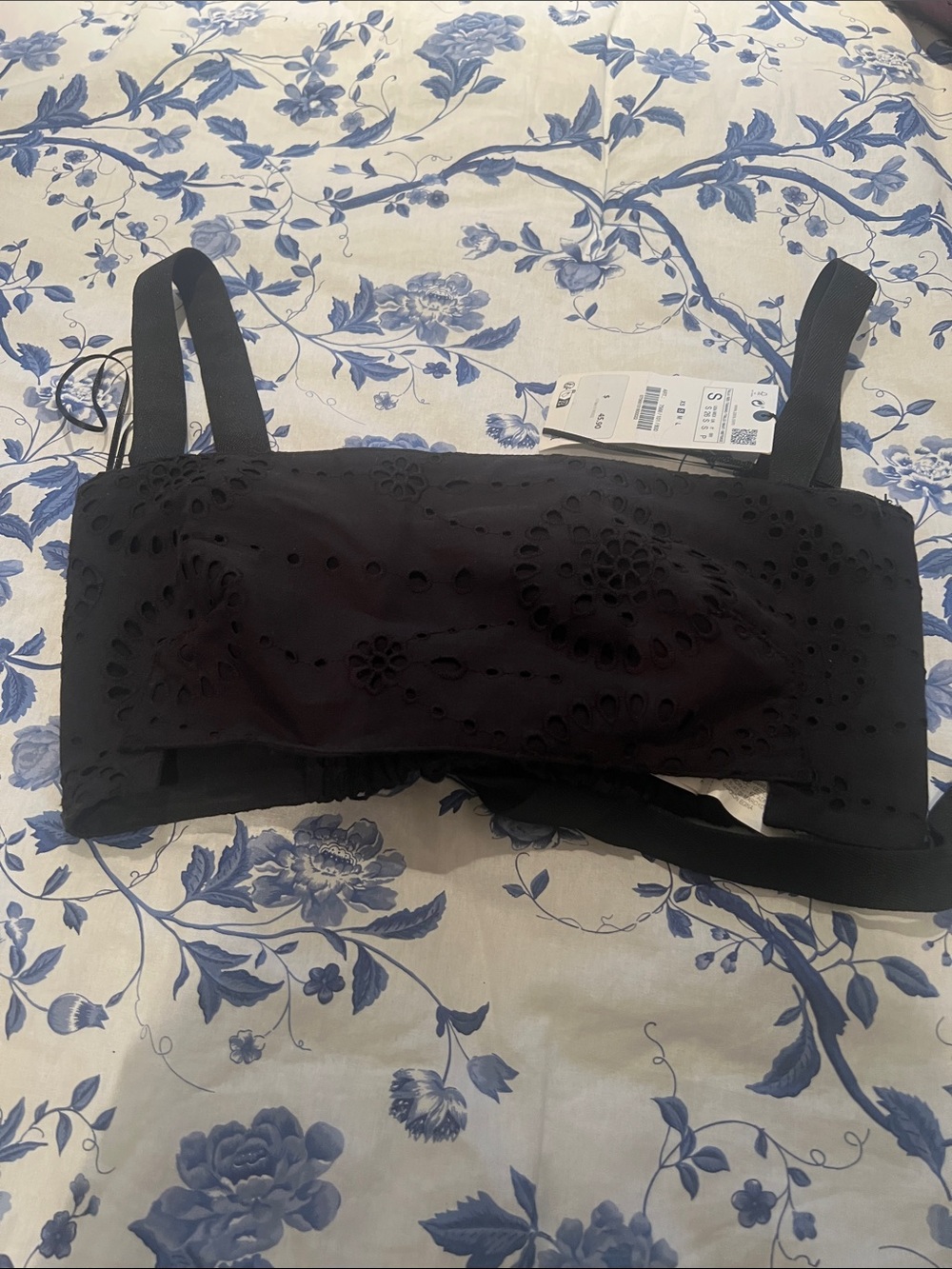 Zara Black Eyelet Bandeau with Straps